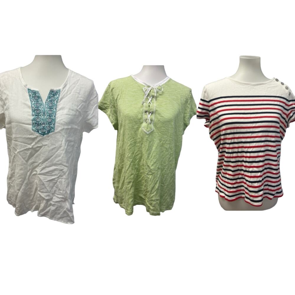 3 Chaps Croft & Barrow Womens XL Short Sleeve Cotton Blend Tee Shirts Lot